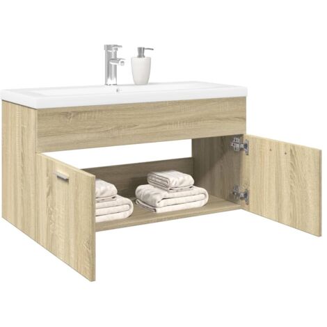 Mueble de baño con lavabo integrado roble