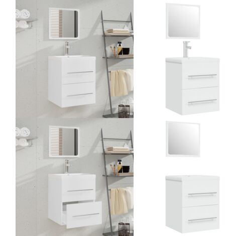 Mueble de baño con lavabo madera contrachapada blanco - Lavabo empotrado - Mueble de baño