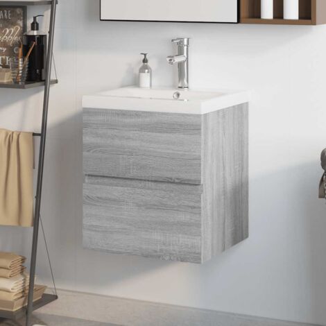 Mueble de baño con lavabo madera contrachapada gris