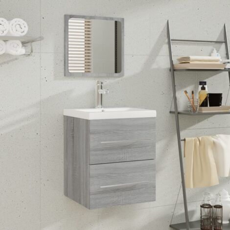 Mueble de baño con lavabo madera contrachapada gris
