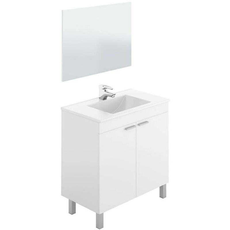 

Mueble de baño Manila con espejo y lavamanos PMMA color blanco brillo 80x45 cm