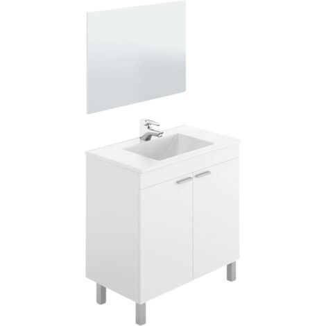 Mueble de baño con lavamanos ?(opcional) y espejo, Manila Blanco Brillo