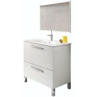 Mueble de baño con lavamanos ?(opcional) y espejo, Naida 80x45 Blanco Brillo