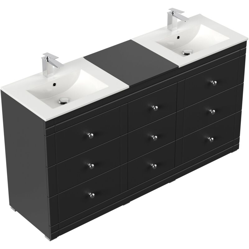 

Mueble de baño con patas Cosmo clásico negro brillo sedoso
