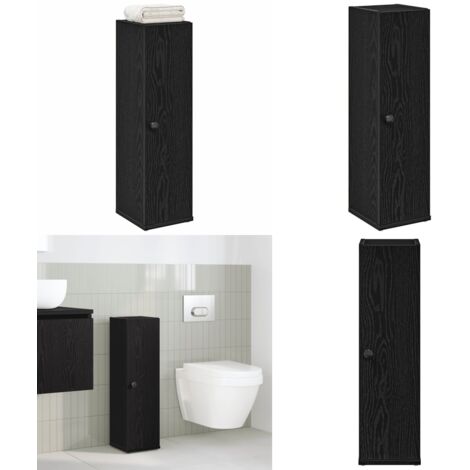 Mueble de baño con portarrollos negro 20,5x22x72 cm - Mueble de baño - Portarrollos