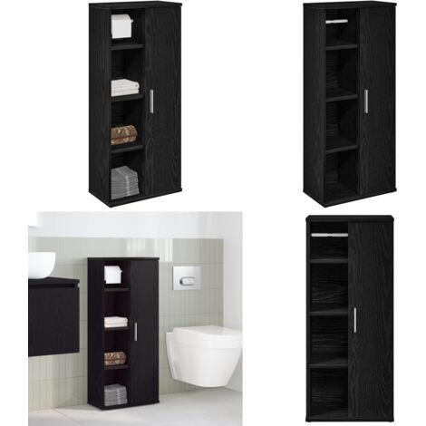 Mueble de baño con portarrollos negro 39x22x90 cm - Mueble de baño - Portarrollos