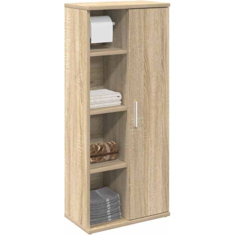 Mueble de baño con portarrollos roble  39x22x90 cm