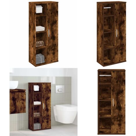 Mueble de baño con portarrollos roble ahumado 39x22x90 cm - Mueble de baño - Almacenamiento de baño