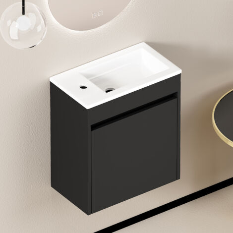 Mueble de baño con puerta de cierre suave, negro