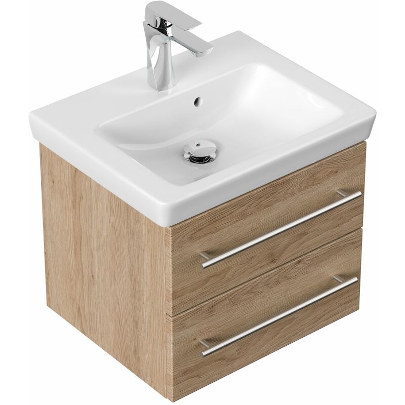 

Mueble de baño con Villeroy & Boch Subway 2.0 lavabo 50cm Roble claro