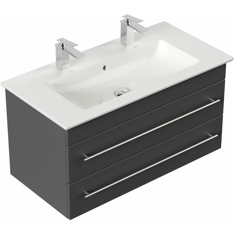 

Mueble de baño con Villeroy & Boch Venticello Lavabo 100 cm Doble Antracita