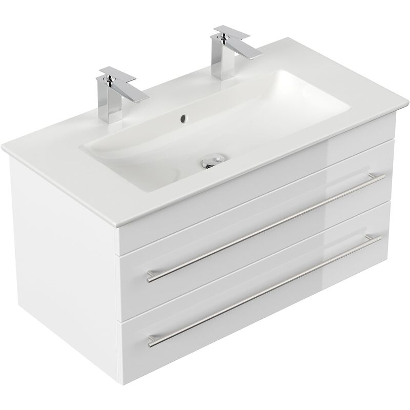 

Mueble de baño con Villeroy & Boch Venticello Lavabo 100 cm Doble Blanco brill.