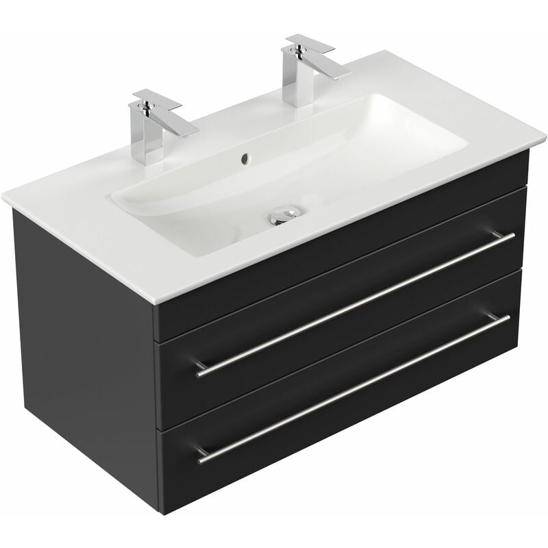 

Mueble de baño con Villeroy & Boch Venticello Lavabo 100 cm Doble Negro satinado