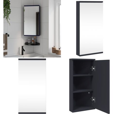 Mueble de baño de esquina con espejo gris 30x24x60 cm - Mueble de esquina - Espejo de baño