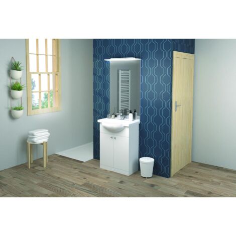AYOR Mueble de baño de la colección AZURO- Entregado en kit - Ancho 60cm - PVC Blanco brillante
