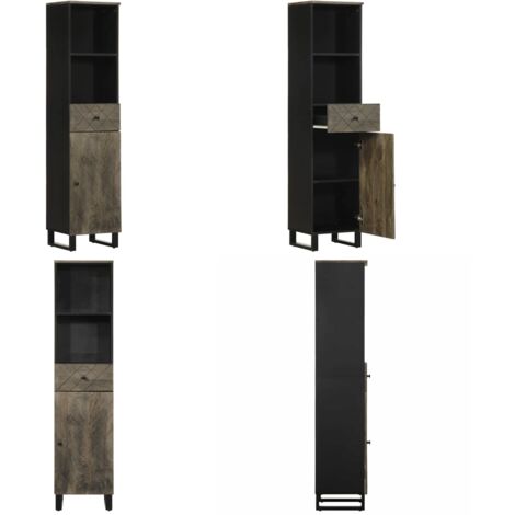 Mueble de baño de madera maciza de mango negro 38x33x160 cm - Mueble de baño - Madera maciza
