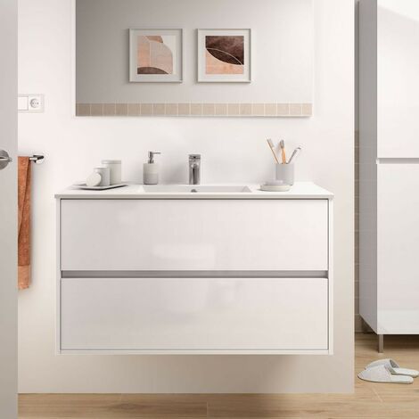 Mueble columna colgar de baño Bolton de 35 cm ancho color Blanco Lacado -  Comprar online al mejor precio.