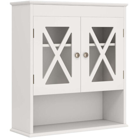 Mueble de baño de pared 54x20x60 cm con balda regulable y de fácil acceso en acrílico blanco 200010287