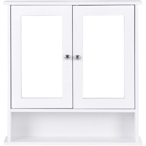 Mueble de baño de pared 56x13x58 cm con espejo y práctico espacio de almacenaje estilo moderno MDF blanco 200010296