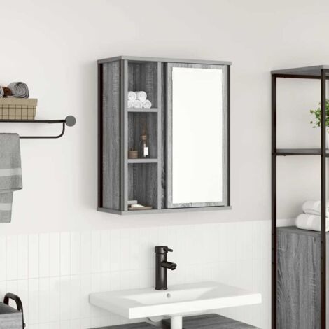 Mueble de baño de pared con espejo gris  50x21x60 cm