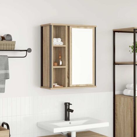Mueble de baño de pared con espejo roble  50x21x60 cm