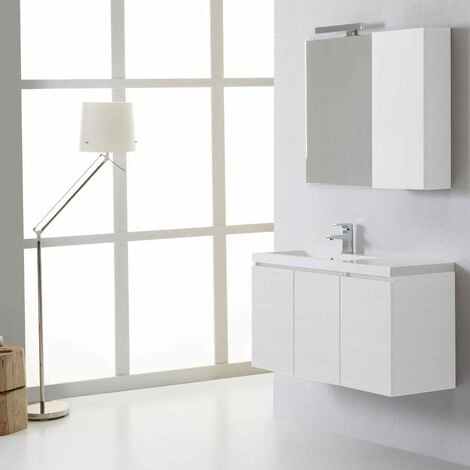 MUEBLE DE BAÑO DE PARED DE 90 CM CON MUEBLE DE PARED Y ESPEJO MANHATTAN