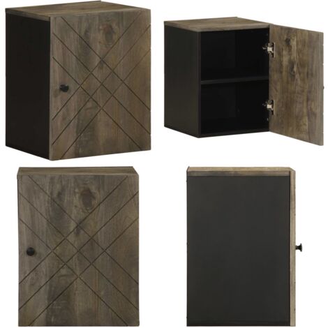 Mueble de baño de pared de madera maciza mango negro 38x33x48cm - Mueble de pared - Almacenamiento de baño