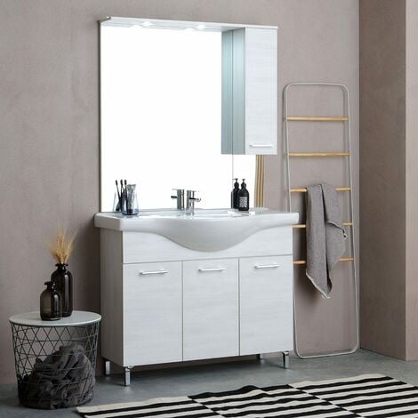 Duravit mueble lavabo Vero 105cm, con rebosadero, con grifo de banco, 1  agujero para grifo, Color: Blanco con Wondergliss - 03291000001