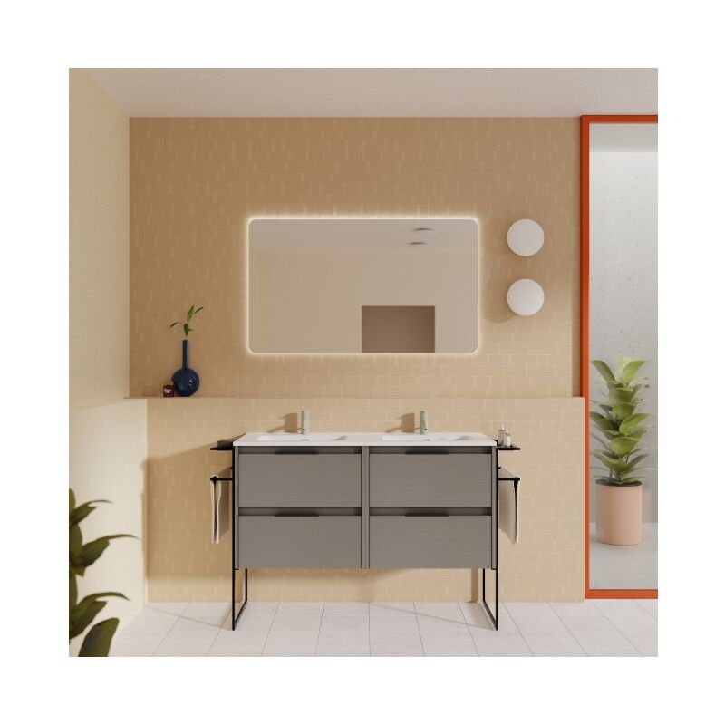 

Caesaroo - Mueble de baño de pie 120 cm Virginia Fumé arenado con lavabo | Standard - 120 cm - Humo