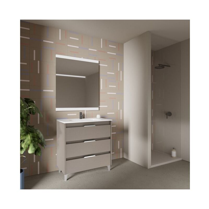 

Mueble de baño de pie de 80 cm Minnesota Fumé arenado con lavabo | 80 cm - Standard - Humo