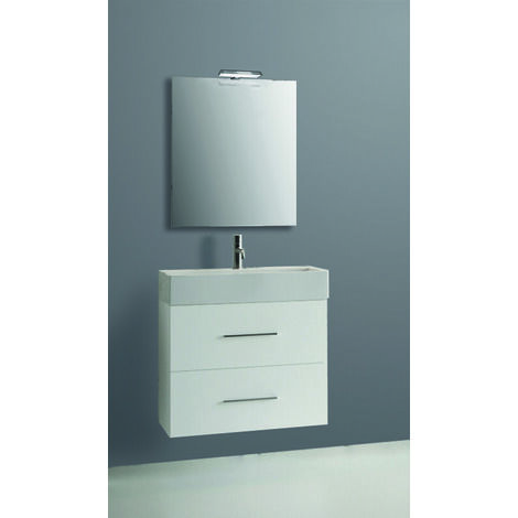 INVE BLANCO LAMINADO 2 CAJONES CON TIRADOR, LAVABO Y ESPEJO