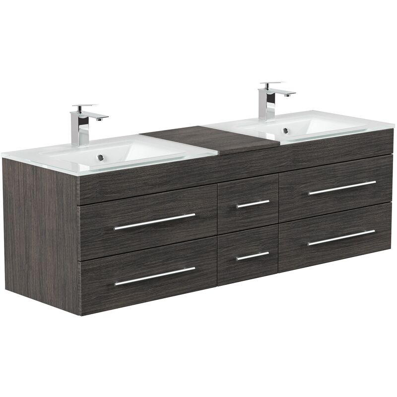 

Mueble de baño duplo Vitro XL con lavabos de cristal in Antracita vetado