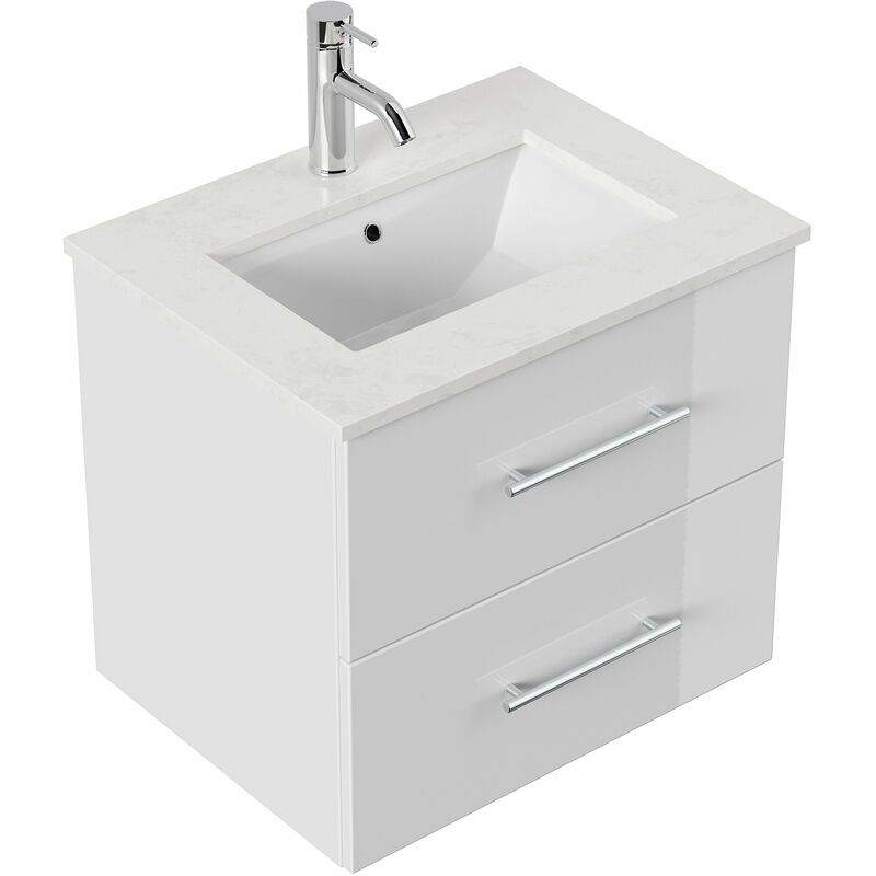 

Mueble de baño Ely 60 cuarzo Blanco brillante