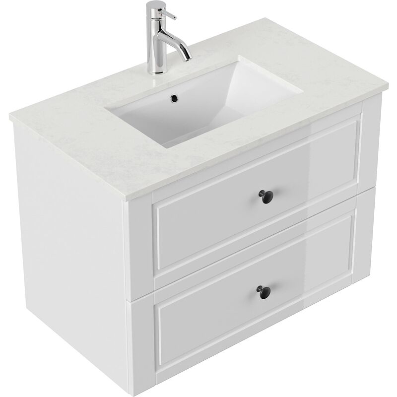 

Mueble de baño Ely 80 Cottage cuarzo Blanco brillante