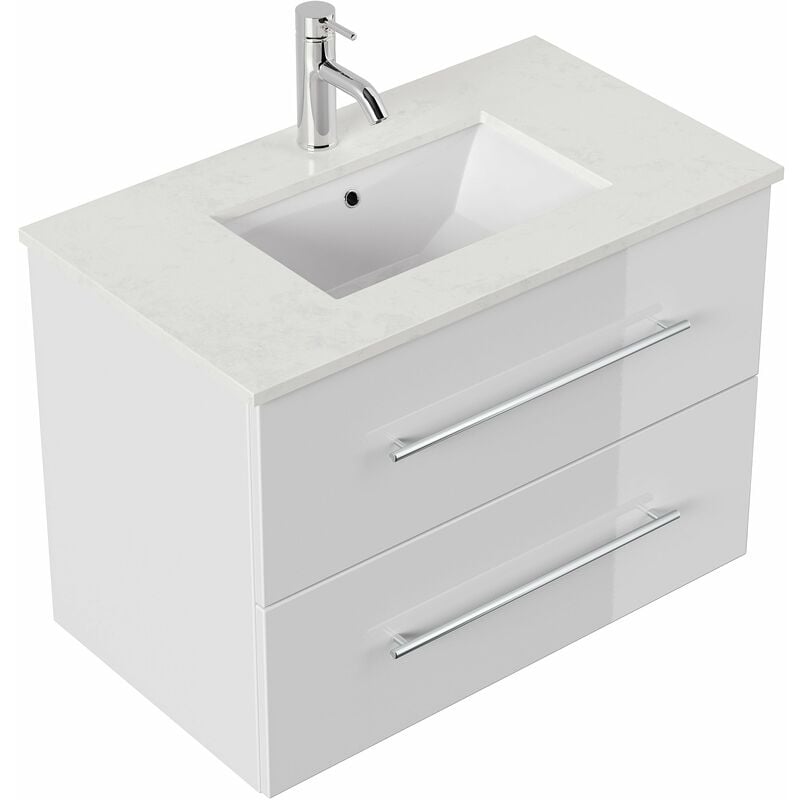 

Mueble de baño Ely 80 cuarzo Blanco brillante
