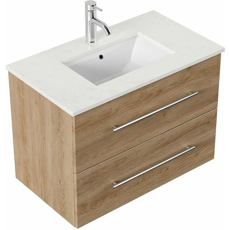 

Mueble de baño Ely 80 cuarzo Roble claro