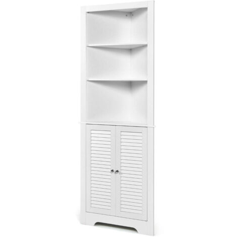 Mueble de baño esquinero 60 x 445 x 173 cm gran capacidad de almacenaje diseño moderno MDF blanco 200012711