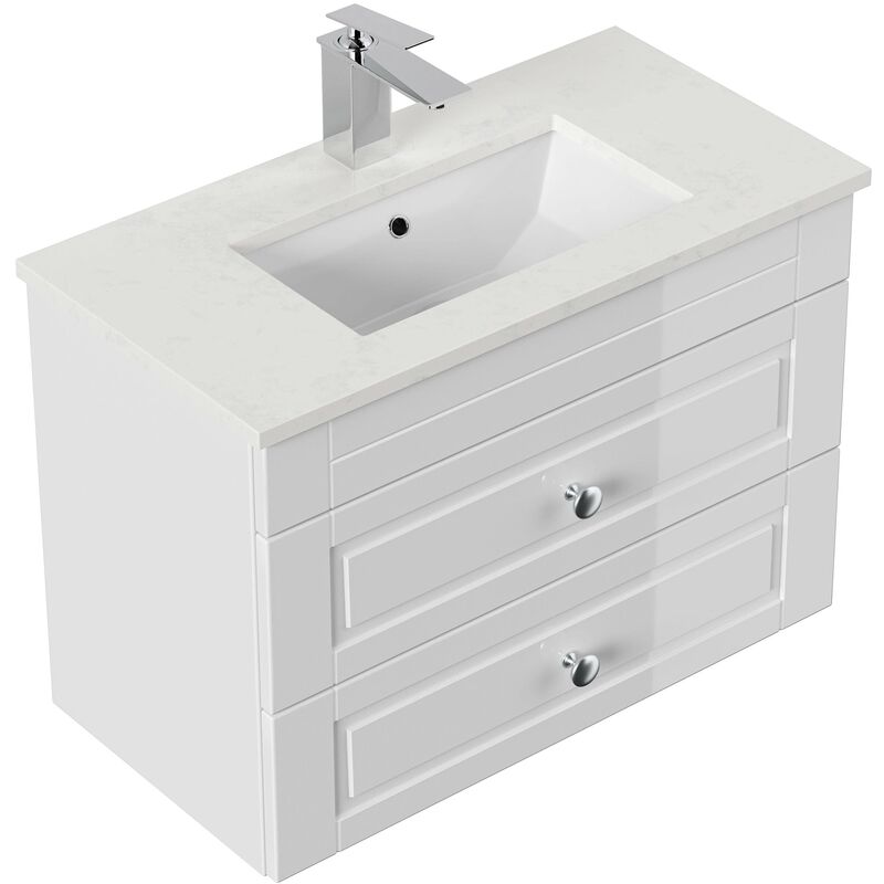 

Mueble de baño Eton 700 Cottage cuarzo Blanco brillante