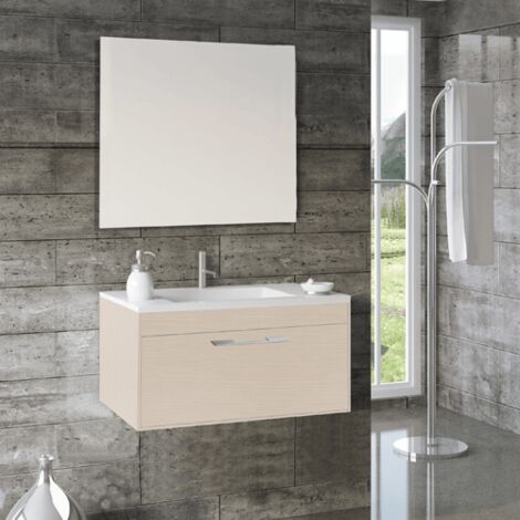 Mueble de baño Florencia 3 piezas ( mueble + lavabo + espejo). Se envía montado 60CM Crema