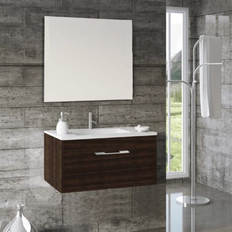 Mueble de baño Florencia 3 piezas ( mueble + lavabo + espejo). Se envía montado 75CM Roble Evasión