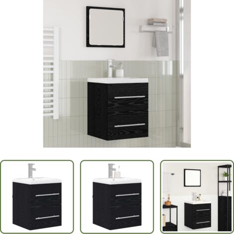 Mueble de baño -  Gabinete de Lavabo para Baño Roble Negro 41 x 38,5 x 48 cm