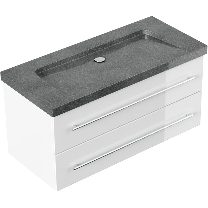 

Mueble de baño granito G654 Damo 100 cm sin agujero para grifo Blanco brillo