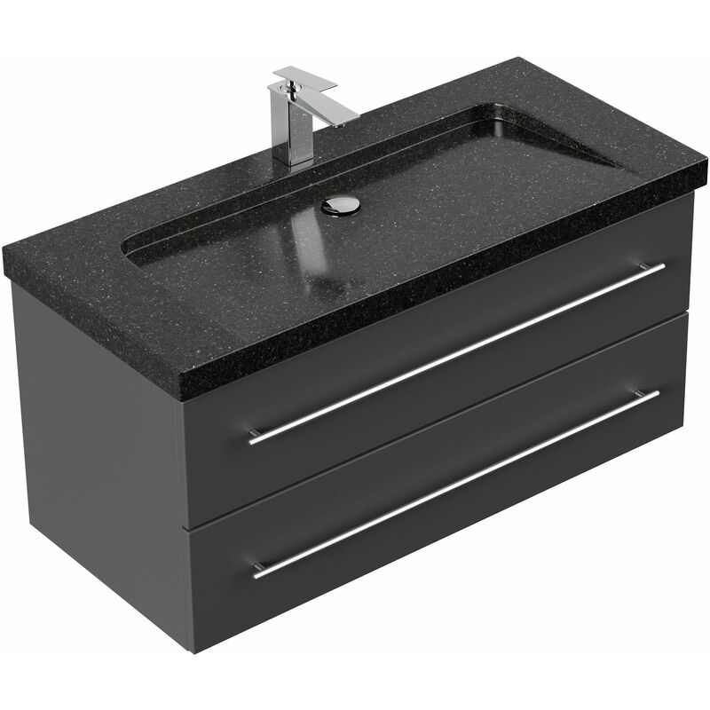 

Mueble de baño granito Galaxy Black Damo 100cm 1 agujero para grifo Antracita