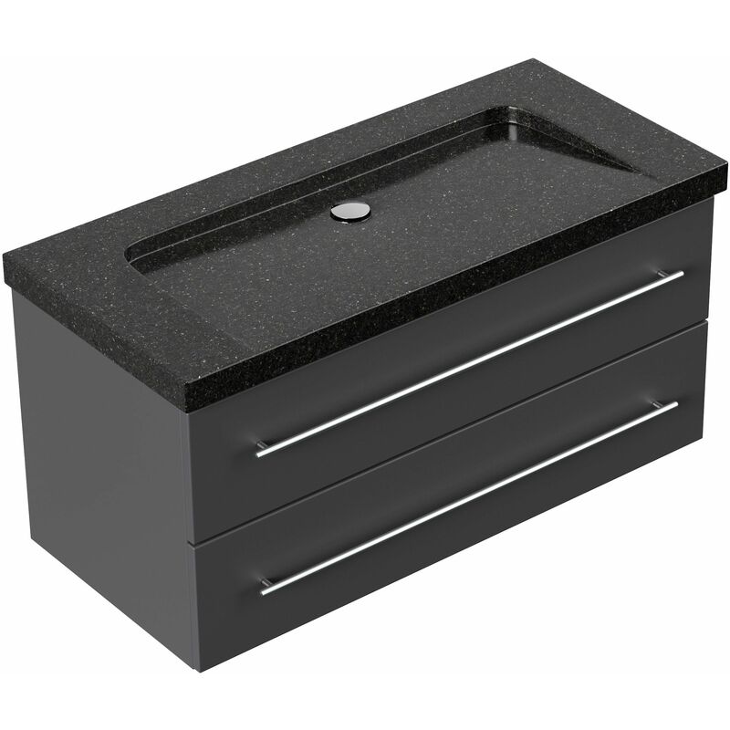 

Mueble de baño granito Galaxy Black Damo 100cm sin agujero para grifo antracita