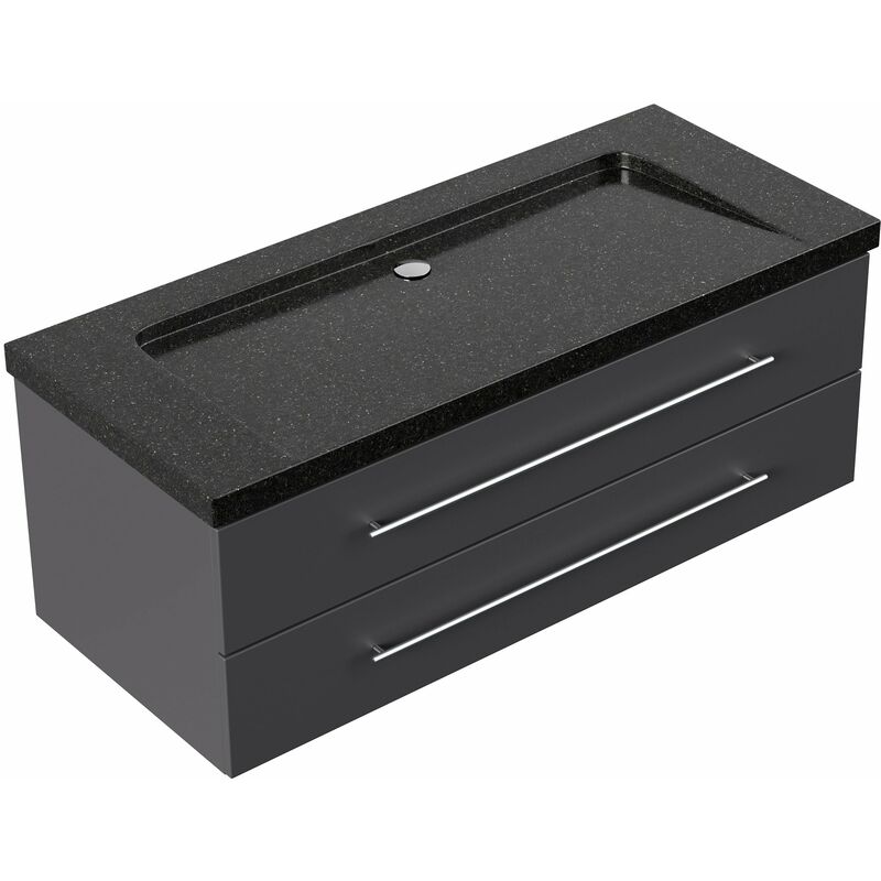 

Mueble de baño granito Galaxy Black Damo 130cm sin agujero para grifo antracita