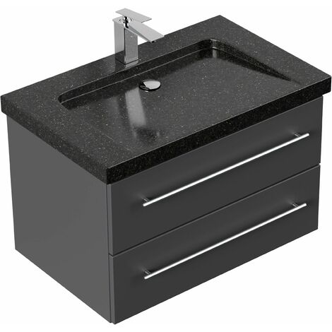 Mueble de baño granito Galaxy Black Damo 75cm 1 agujero para grifo Antracita