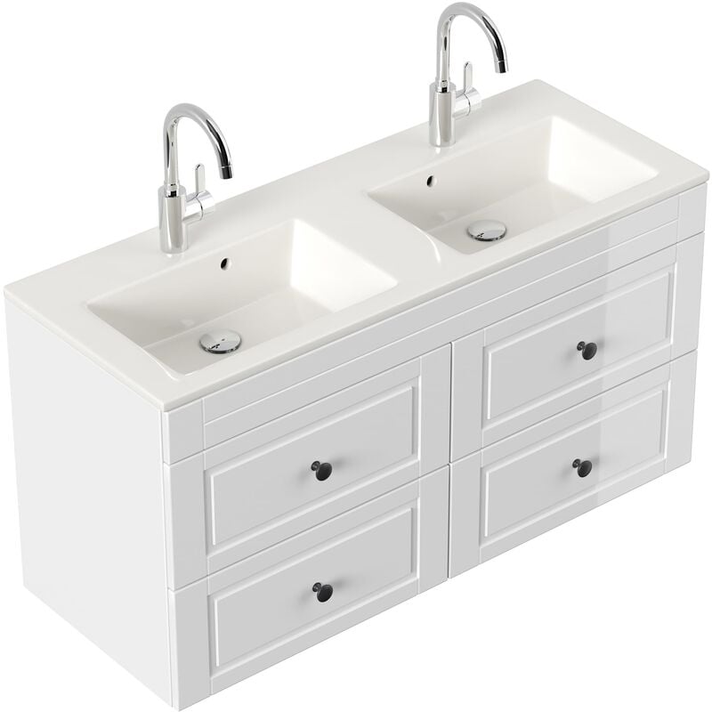 

Mueble de baño Helios Cottage lavabo doble Blanco brillante