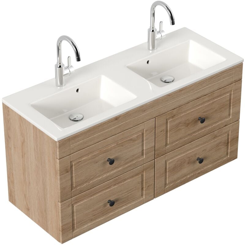 

Mueble de baño Helios Cottage lavabo doble Roble claro