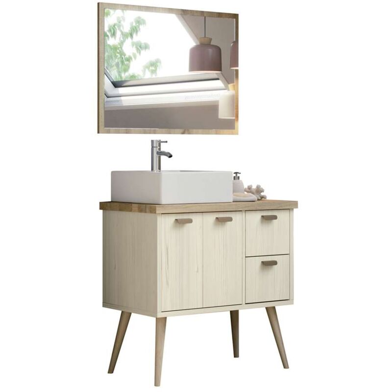 

Ptarch - Mueble de baño Hydra con lavabo y espejo en color pino/cambrian, lavavo en color blanco 93 cm(alto)82 cm(ancho)46 cm(largo) Color