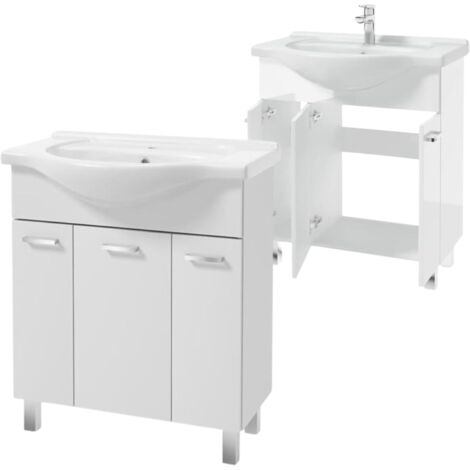 Mueble de baño independiente con lavabo 75 blanco macizo Mea